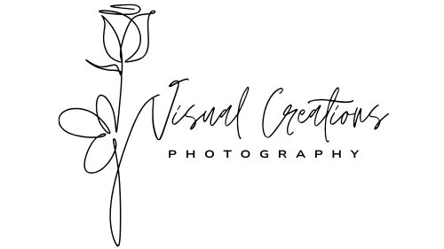 Visual Creations Photography logo with rose illustration – La Crosse and Onalaska maternity and newborn photographer